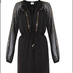 Black, gold and sheer dress